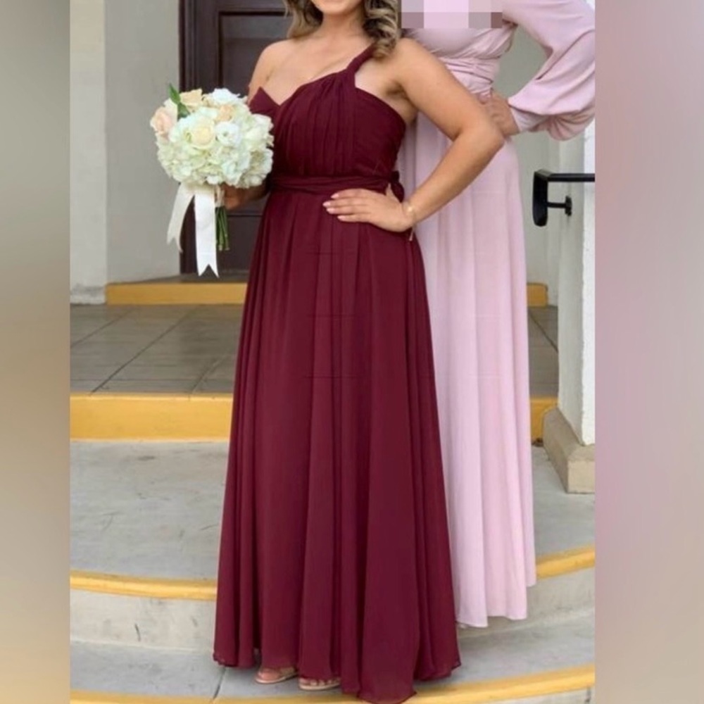 Jenny Yoo Strapless Convertible Burgundy Dress